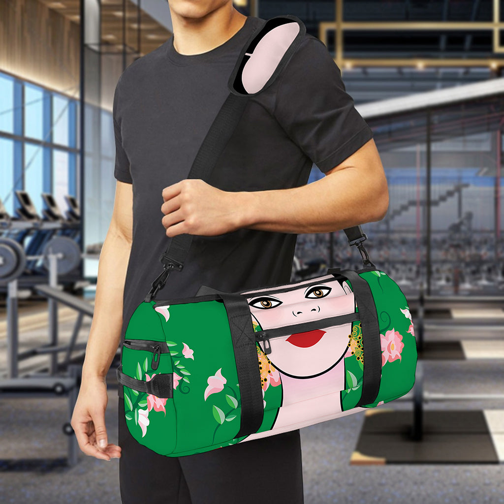 Frida Kahlo And Pink Floral Print Gym Bag