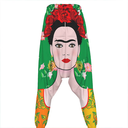 Frida Kahlo And Pink Floral Print Hammer Pants