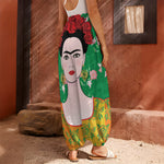Frida Kahlo And Pink Floral Print Harem Pants