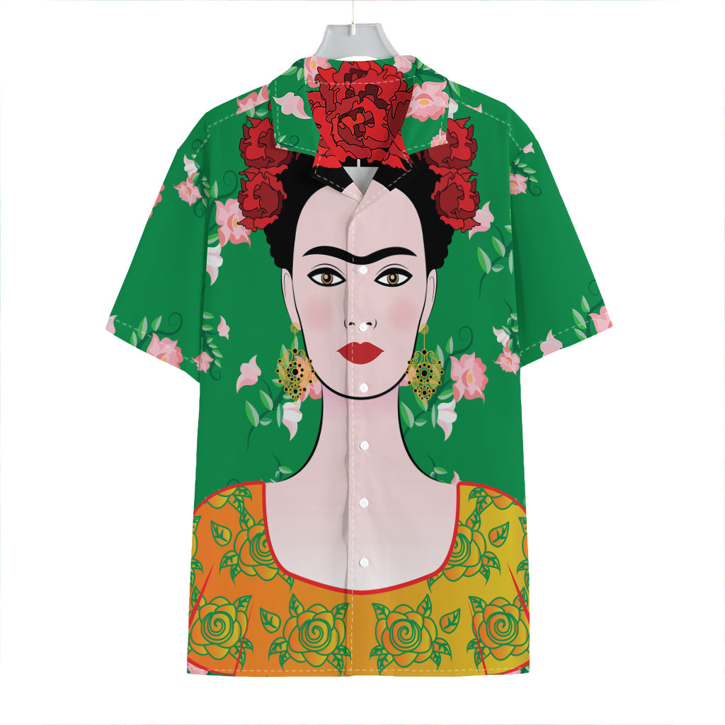 Frida Kahlo And Pink Floral Print Hawaiian Shirt