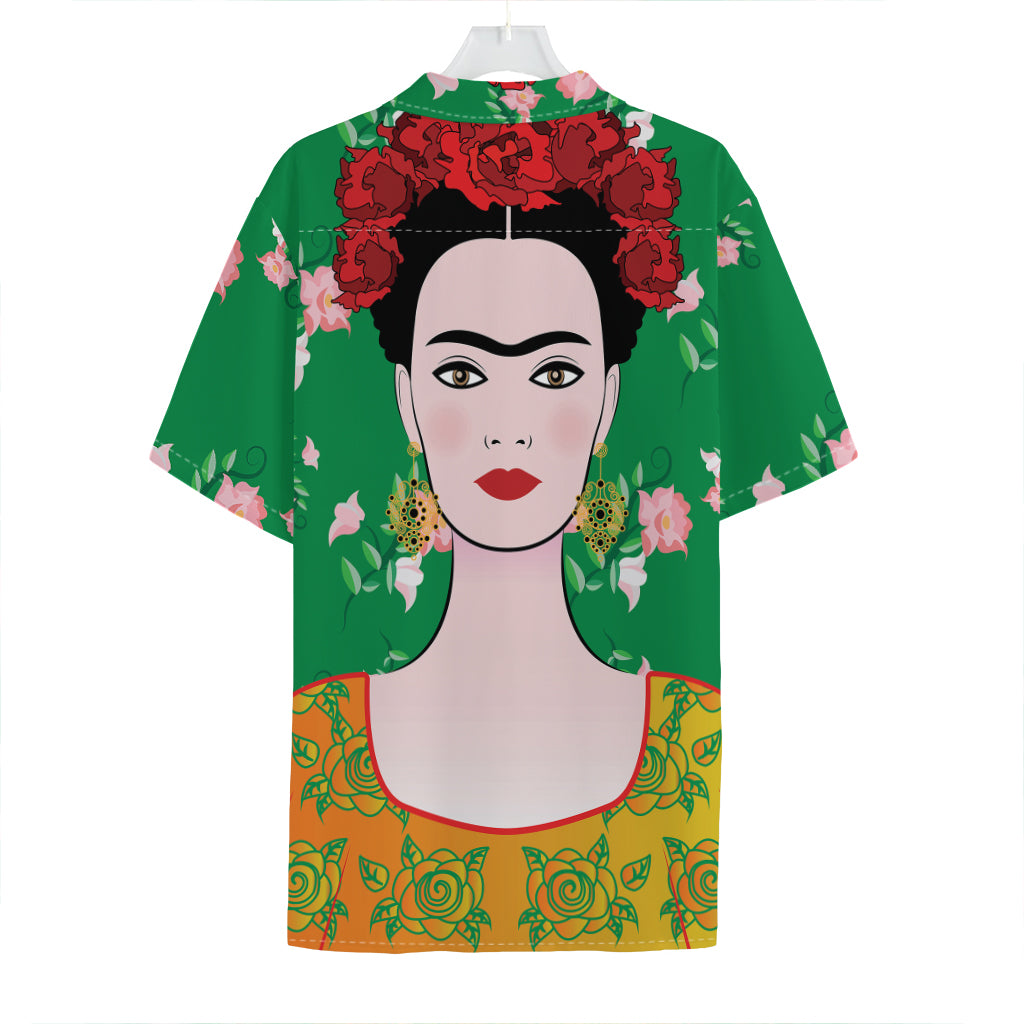 Frida Kahlo And Pink Floral Print Hawaiian Shirt