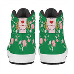Frida Kahlo And Pink Floral Print High Top Leather Sneakers
