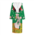 Frida Kahlo And Pink Floral Print Hooded Bathrobe