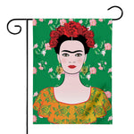 Frida Kahlo And Pink Floral Print House Flag