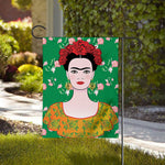 Frida Kahlo And Pink Floral Print House Flag
