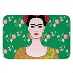 Frida Kahlo And Pink Floral Print Indoor Door Mat