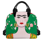 Frida Kahlo And Pink Floral Print Insulated Lunch Bag