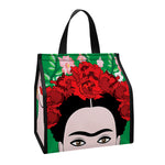 Frida Kahlo And Pink Floral Print Insulated Lunch Tote