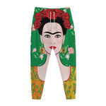 Frida Kahlo And Pink Floral Print Jogger Pants