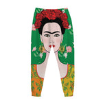 Frida Kahlo And Pink Floral Print Jogger Pants