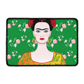 Frida Kahlo And Pink Floral Print Kitchen Mat