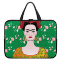 Frida Kahlo And Pink Floral Print Laptop Sleeve With Handle