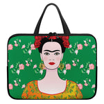 Frida Kahlo And Pink Floral Print Laptop Sleeve With Handle