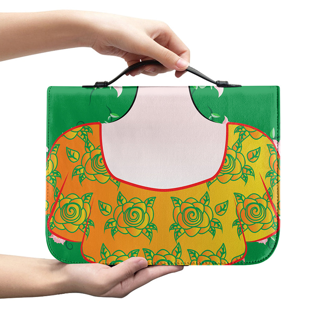 Frida Kahlo And Pink Floral Print Leather Bible Cover