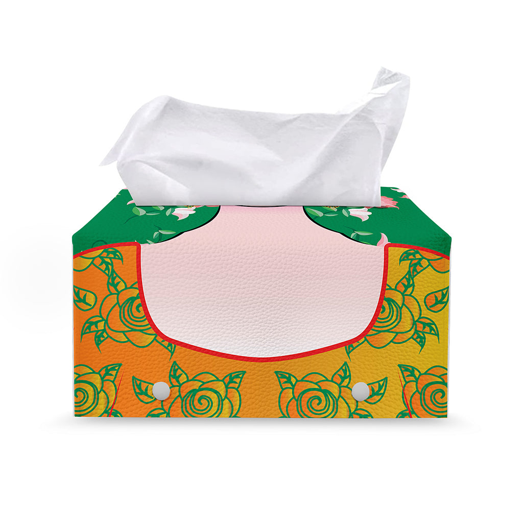 Frida Kahlo And Pink Floral Print Leather Tissue Box Cover