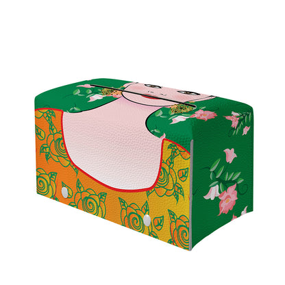 Frida Kahlo And Pink Floral Print Leather Tissue Box Cover