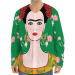 Frida Kahlo And Pink Floral Print Long Sleeve Baseball Jersey