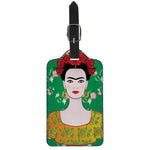 Frida Kahlo And Pink Floral Print Luggage Tag