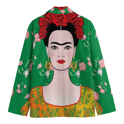 Frida Kahlo And Pink Floral Print Men's Blazer