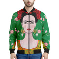 Frida Kahlo And Pink Floral Print Men's Bomber Jacket