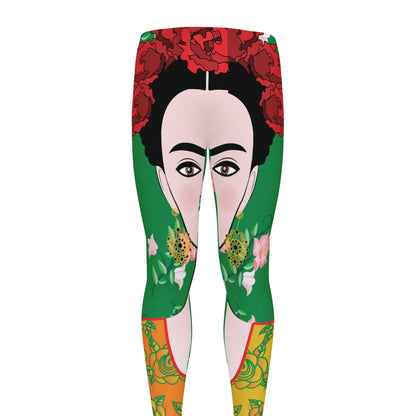 Frida Kahlo And Pink Floral Print Men's leggings