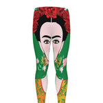 Frida Kahlo And Pink Floral Print Men's leggings