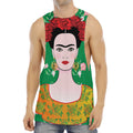 Frida Kahlo And Pink Floral Print Men's Muscle Tank Top