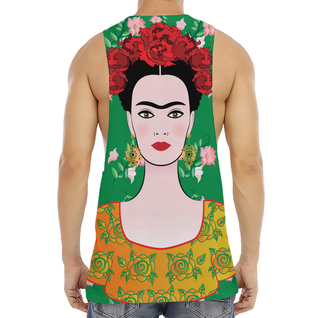 Frida Kahlo And Pink Floral Print Men's Muscle Tank Top