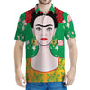 Frida Kahlo And Pink Floral Print Men's Polo Shirt