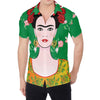 Frida Kahlo And Pink Floral Print Men's Shirt