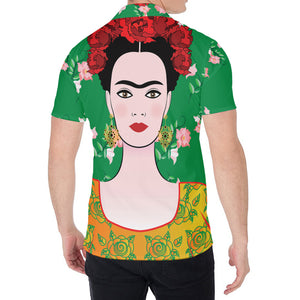 Frida Kahlo And Pink Floral Print Men's Shirt