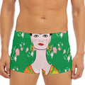 Frida Kahlo And Pink Floral Print Men's Short Boxer Briefs