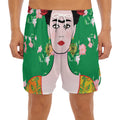 Frida Kahlo And Pink Floral Print Men's Split Running Shorts