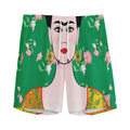 Frida Kahlo And Pink Floral Print Men's Athletic Shorts