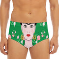 Frida Kahlo And Pink Floral Print Men's Triangle Swim Briefs