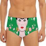 Frida Kahlo And Pink Floral Print Men's Triangle Swim Briefs