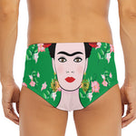 Frida Kahlo And Pink Floral Print Men's Triangle Swim Briefs