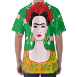 Frida Kahlo And Pink Floral Print Men's Velvet T-Shirt