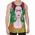 Frida Kahlo And Pink Floral Print Men's Velvet Tank Top