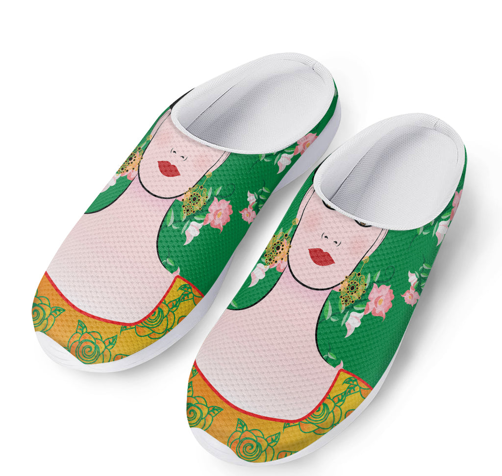 Frida Kahlo And Pink Floral Print Mesh Casual Shoes