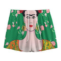 Frida Kahlo And Pink Floral Print Mesh Shorts