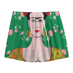 Frida Kahlo And Pink Floral Print Mesh Shorts