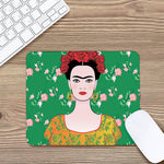 Frida Kahlo And Pink Floral Print Mouse Pad