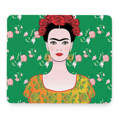 Frida Kahlo And Pink Floral Print Mouse Pad