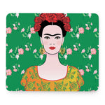 Frida Kahlo And Pink Floral Print Mouse Pad
