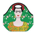 Frida Kahlo And Pink Floral Print Neoprene Lunch Bag