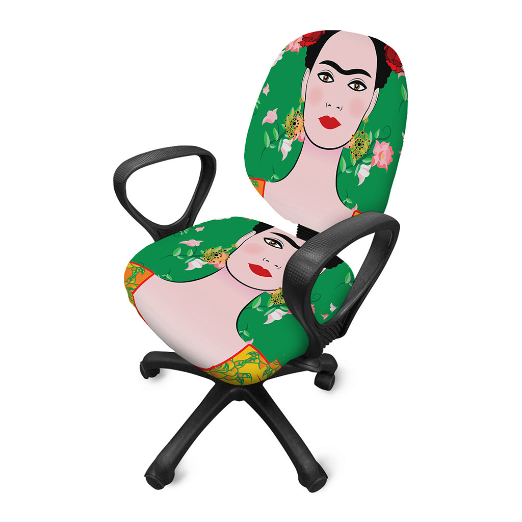 Frida Kahlo And Pink Floral Print Office Chair Cover