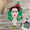 Frida Kahlo And Pink Floral Print One Shoulder Bodysuit