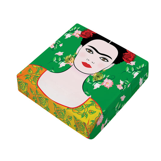 Frida Kahlo And Pink Floral Print Outdoor Seat Cushion Cover