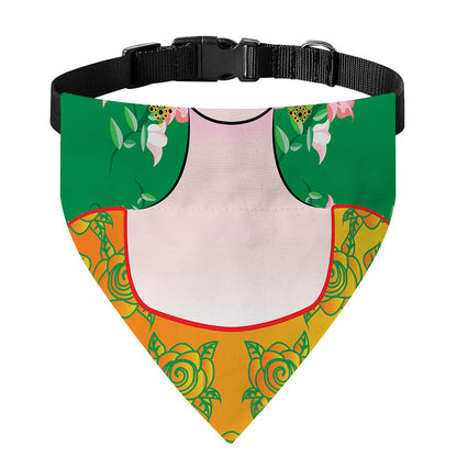 Frida Kahlo And Pink Floral Print Over The Collar Dog Bandana